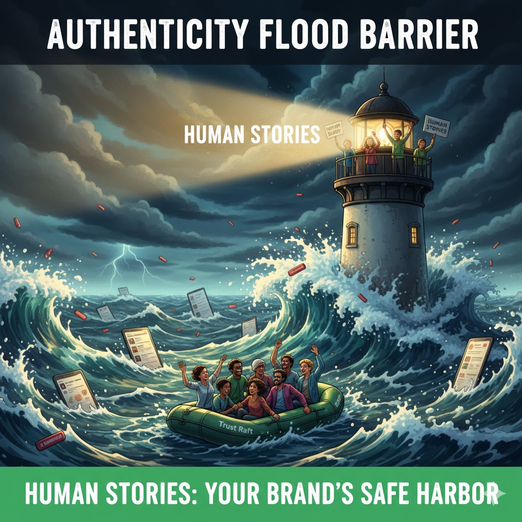 AI slop flood vs authentic lighthouse