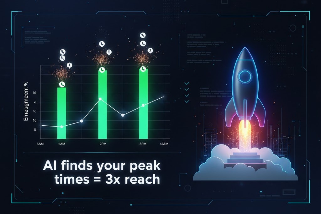 AI social media optimal posting times graph