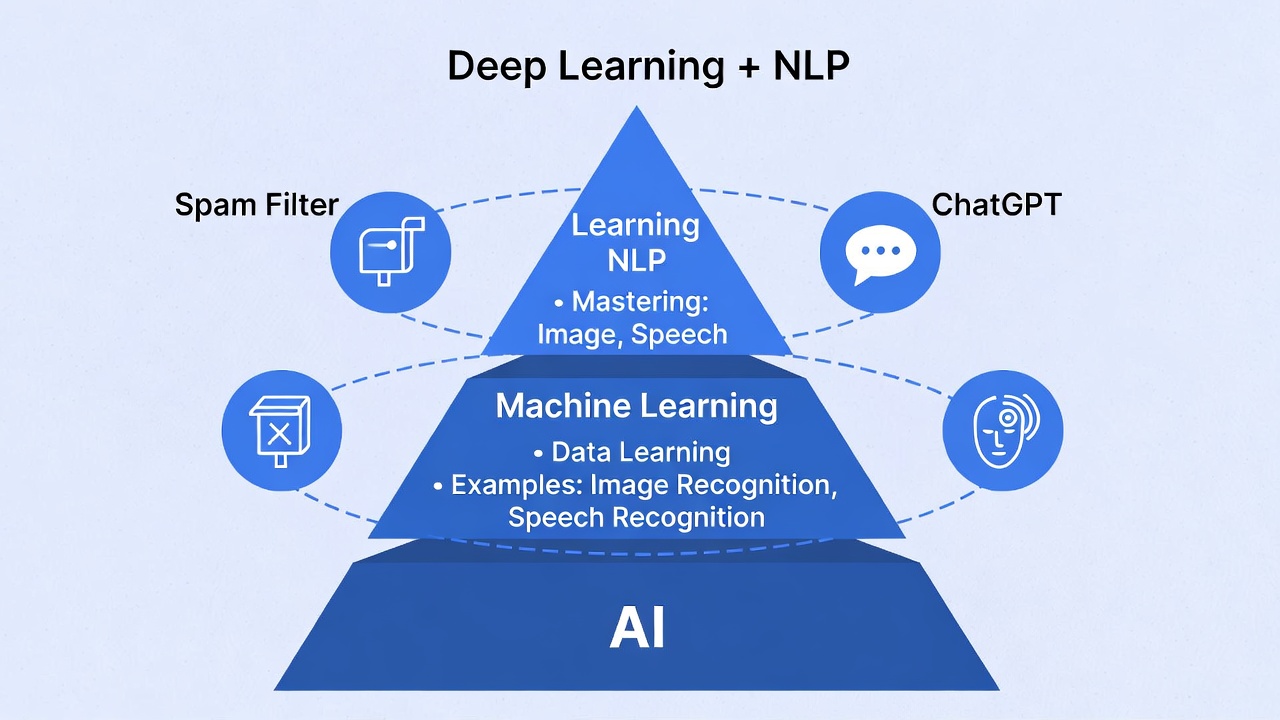 AI types pyramid visualization