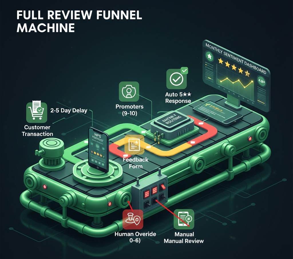 Complete review funnel automation flow