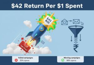 Email marketing 42x ROI success graph 2026
