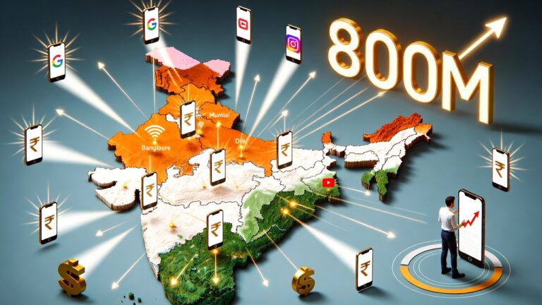 India digital marketing 800 million users growth map