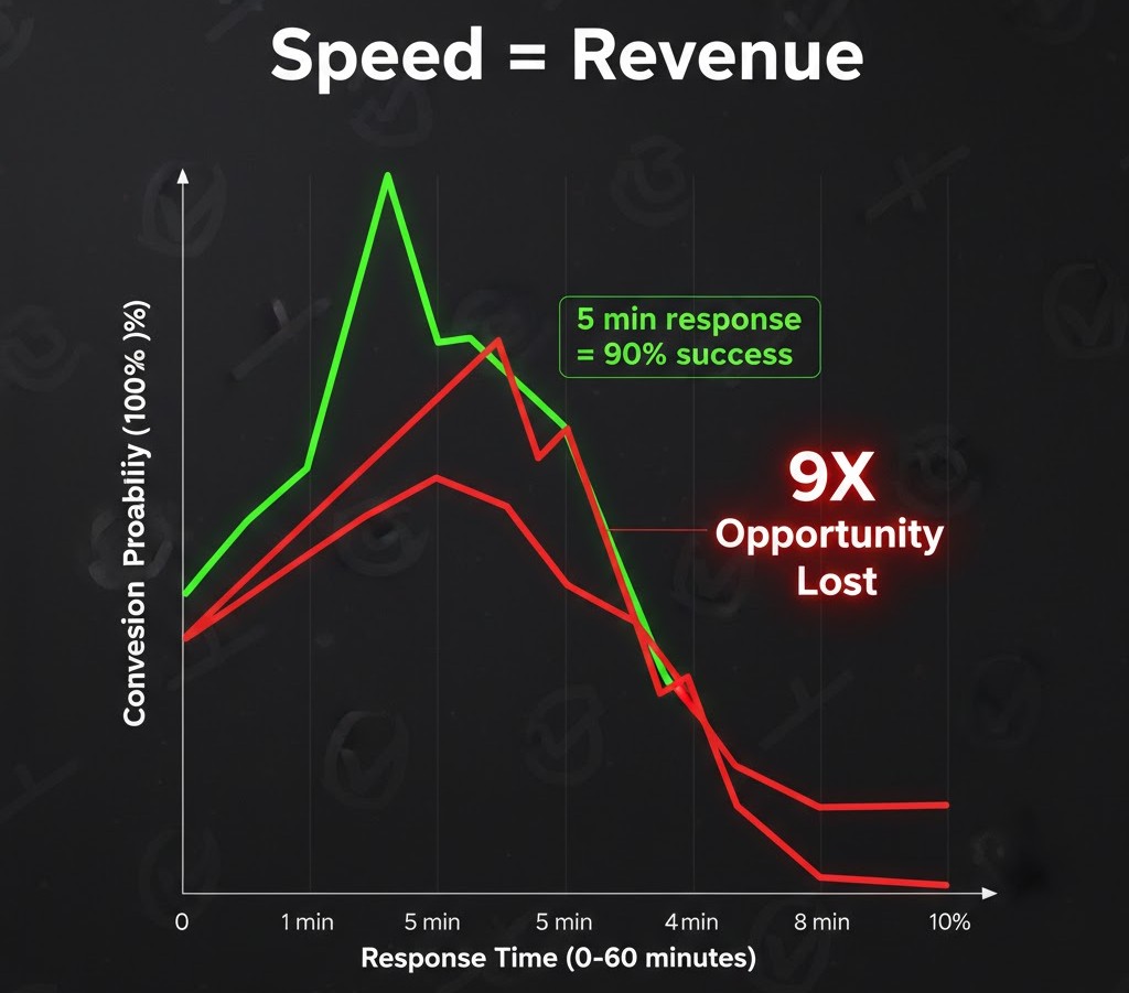 Lead response time 9x conversion impact graph
