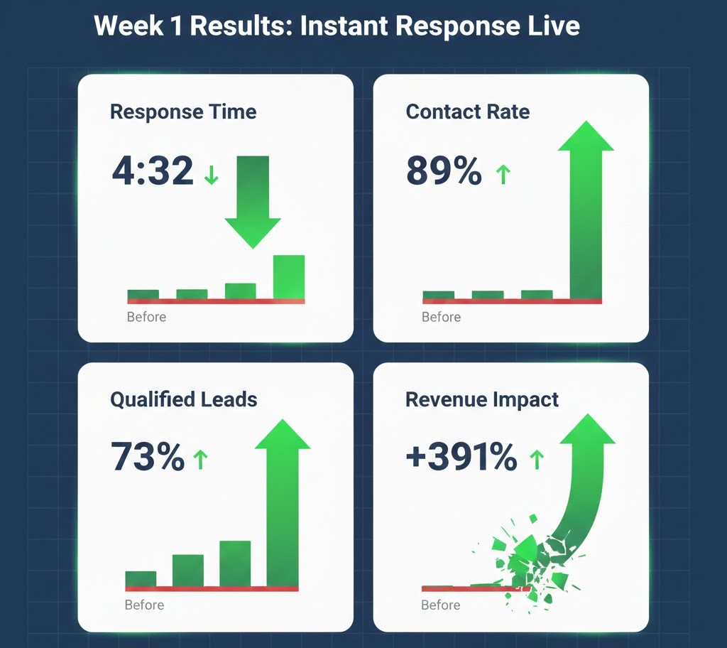 Lead response time improvement dashboard results