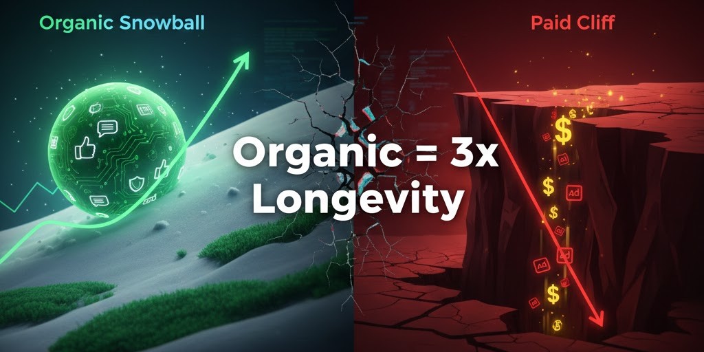 Organic vs paid traffic growth comparison chart 2026