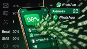 WhatsApp Business 98% open rate vs email graph