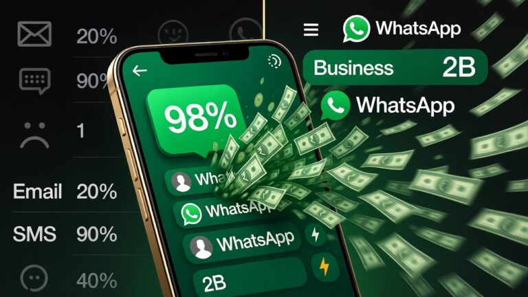 WhatsApp Business 98% open rate vs email graph